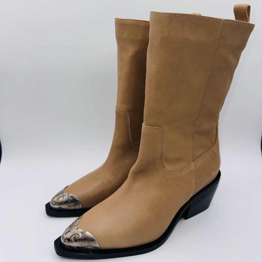 Free People Faster Horses Filigree Boot Women's Size 7.5 Camel Leather Cap Toe - Picture 16 of 16